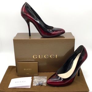 Gucci Women’s Old Wimbledon Cherry Nero Stiletto Heels Pumps 6.5